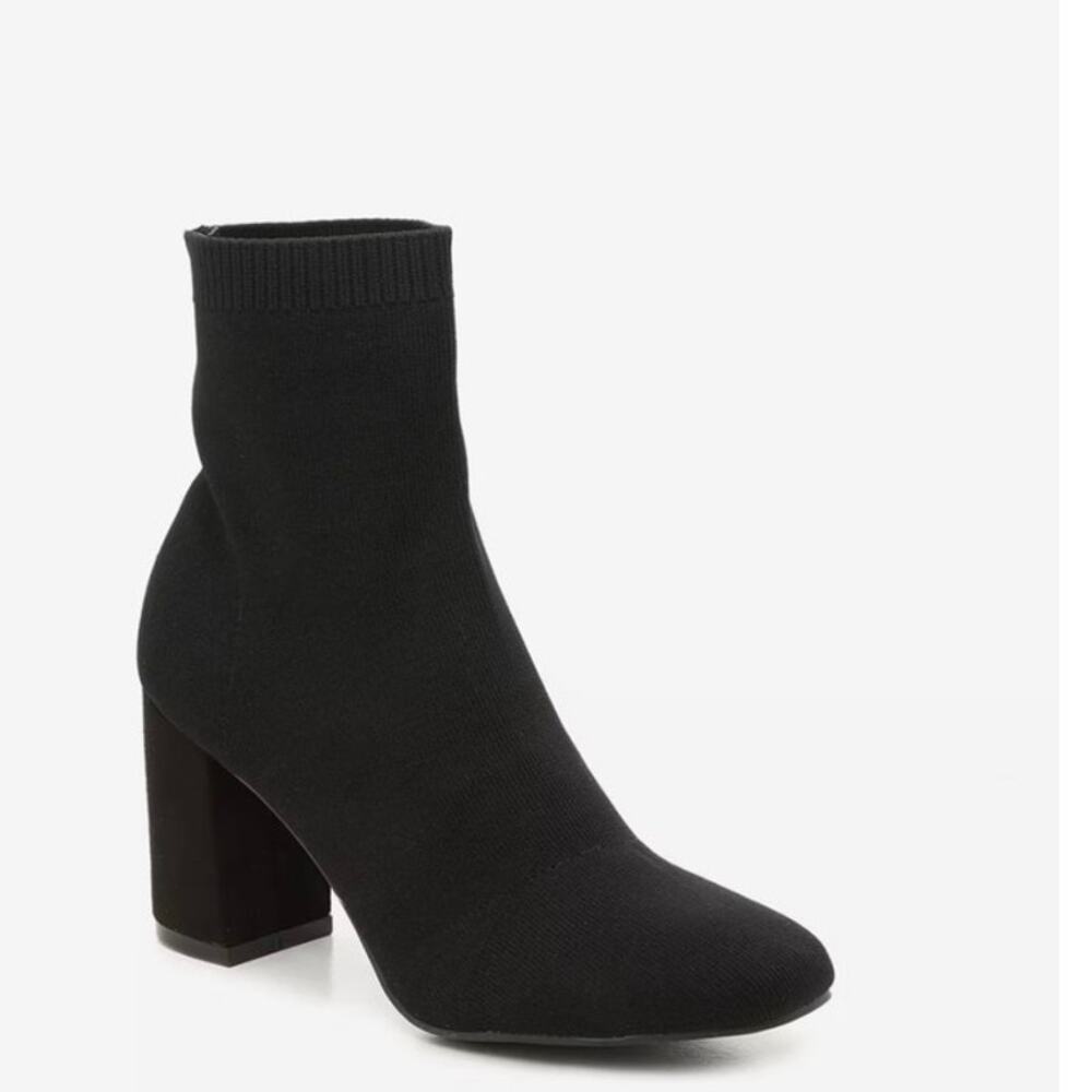 Mia Erika Stretch Knit Bootie Heels Black Size 8.5 Womens Modern Comfort
